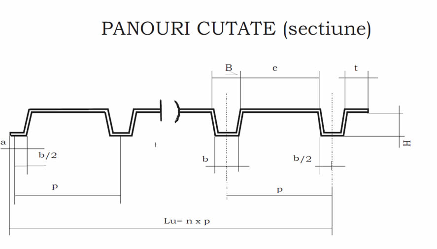 Schita panou cutat in sectiune